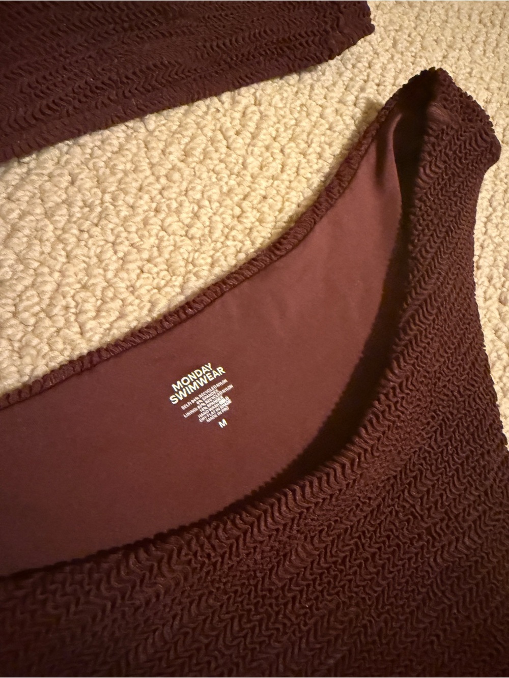 Monday Swimwear Bikini Set Byron Bottom Brown Crinkle - Picture 2 of 6